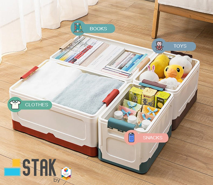 DuraStak Foldable Storage Box Organizer Size L - 36.8L Capacity