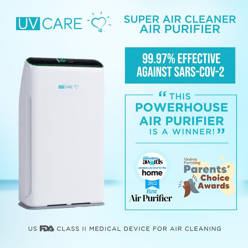 Super Air Cleaner w/ Medical Grade H14 HEPA Filter & ViruX Patented Technology (Instantly Kills SARS-CoV-2)