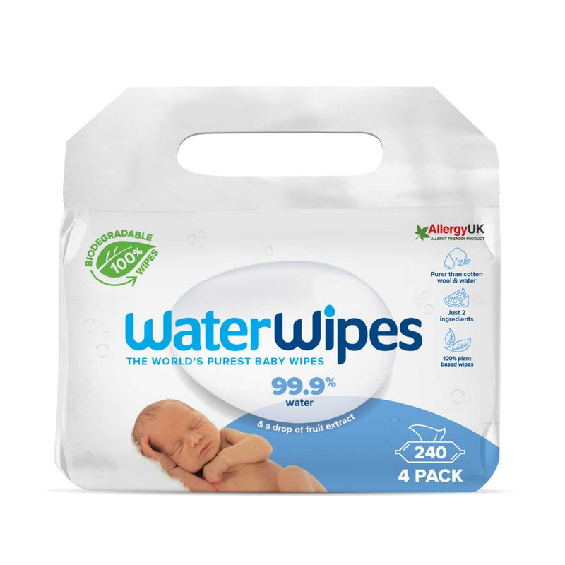 WaterWipes 4x60pk - 240 wipes (Biodegradable)