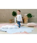 Puffy Dream Blue Washable Rug with Cushion