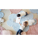 Puffy Dream Blue Washable Rug with Cushion