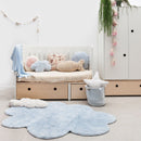 Puffy Dream Blue Washable Rug with Cushion