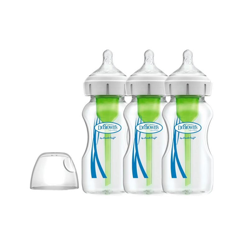 Options+ Wide-Neck Glass Bottle, 3-pack