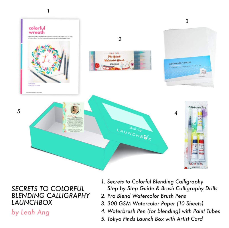 [Workshop in a Box] Secrets to Colorful Blending Calligraphy Launchbox by Leah Ang