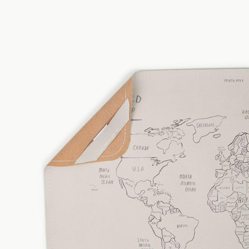 World Map Leather Mat