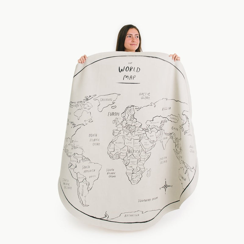 World Map Circle Leather Mat