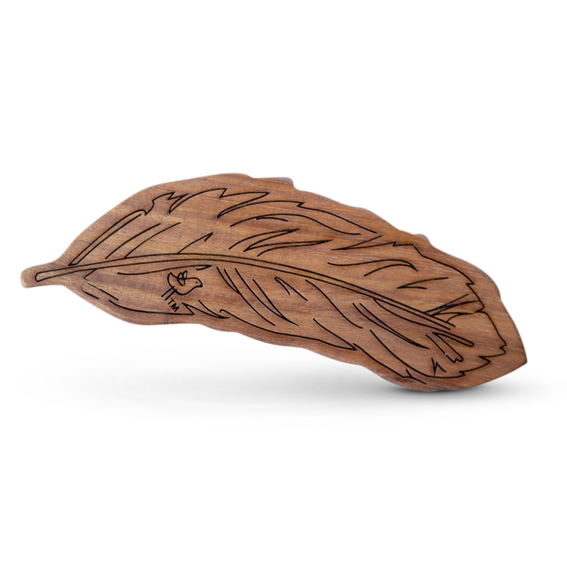 Wood Teething Rattle Feather