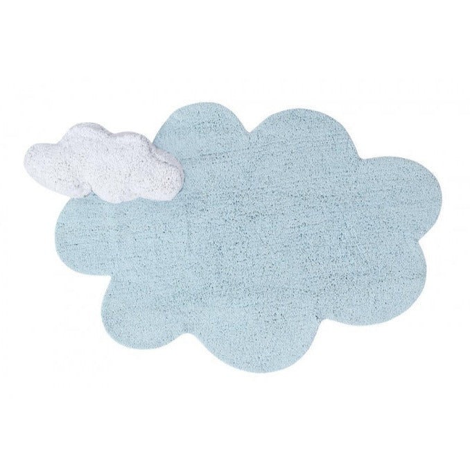 Puffy Dream Blue Washable Rug with Cushion